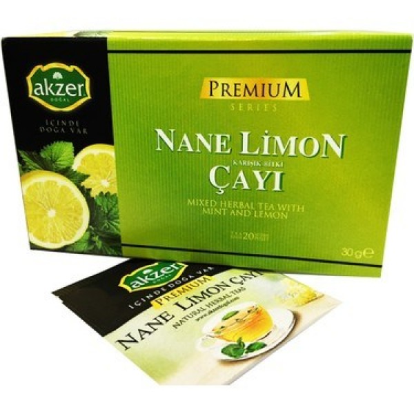 AKZER Premium BİTKİ ÇAYI NANE LİMON ÇAY 20 Lİ 24GR