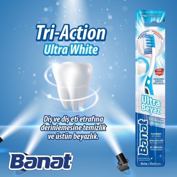 BANAT DİŞ FIRÇASI TRİ-ACTİON ULTRA WHİTE DİŞ FIRÇASI  ORTA  514521