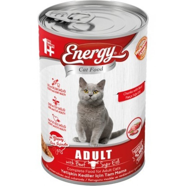 ENERGY YETİŞKİN KEDİ KONSERVE MAMASI 400GR SIĞIR ETLİ