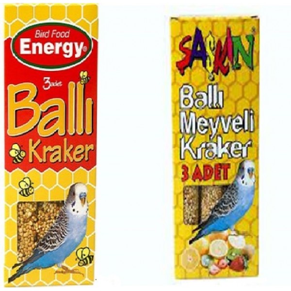 ENERGY MUHABBET KUŞ YEMİ KRAKER PAKET İÇİ 3 ÇUBUK 100GR  2 li PAKET