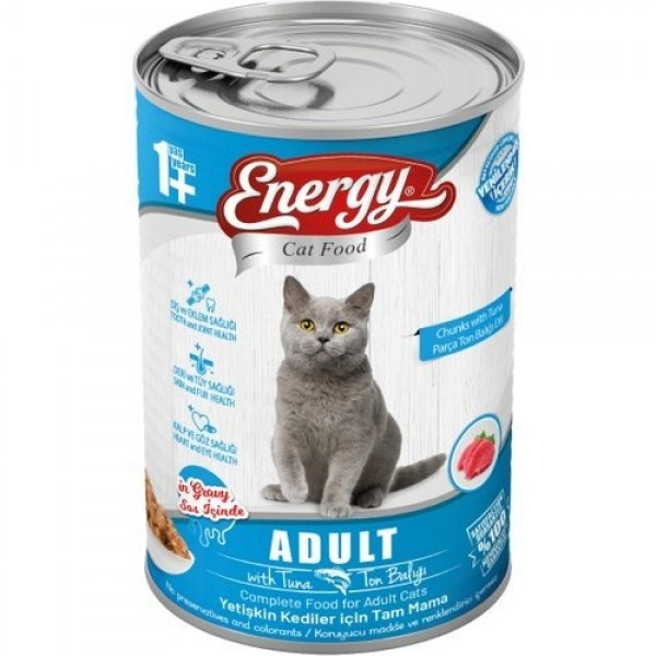 ENERGY YETİŞKİN KEDİ KONSERVE MAMASI 400GR TONBALIKLI