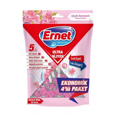 Ernet Ultra Hijyen Klozet Blok Ekonomik 4 Lü Paket Çiçek Karnavalı 4*50 G Ernet Ultra Hijyen Klozet Blok Ekonomik 4 Lü Paket Çiçek Karnavalı 4*50 G
