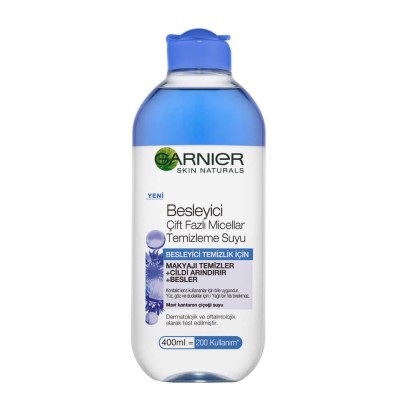 GARNIER BESLEYİCİ ÇİFT FAZLI MİCELELAR TEMZİLEME SUYU 400ML=200 KULLANIM GARNIER BESLEYİCİ ÇİFT FAZLI MİCELELAR TEMZİLEME SUYU 400ML=200 KULLANIM