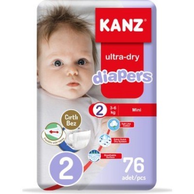 KANZ BEBEK BEZİ MEGA PAKET NO: 2 76Lİ MİNİ 3-6KG KANZ BEBEK BEZİ MEGA PAKET NO: 2 76Lİ MİNİ 3-6KG