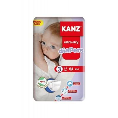 KANZ BEBEK BEZİ MEGA PAKET NO: 3 64Lİ MİDİ 4-9KG KANZ BEBEK BEZİ MEGA PAKET NO: 3 64Lİ MİDİ 4-9KG