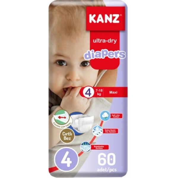 KANZ BEBEK BEZİ MEGA PAKET NO: 4 60Lİ MAXİ  7-18KG