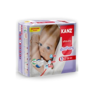 KANZ BEBEK BEZİ EKO PAKET NO: 3  34LÜ MİDİ 4-9KG KANZ BEBEK BEZİ EKO PAKET NO: 3  34LÜ MİDİ 4-9KG
