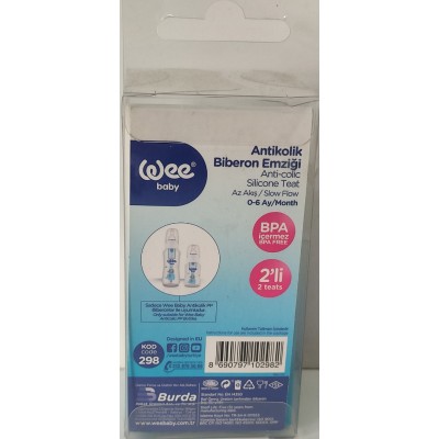 WEE BABY ANTİKOLİK BİBERON EMZİĞİ  2 Lİ  NO:1 AZ AKIŞ  0-6 AY  298 WEE BABY ANTİKOLİK BİBERON EMZİĞİ  2 Lİ  NO:1 AZ AKIŞ  0-6 AY  298