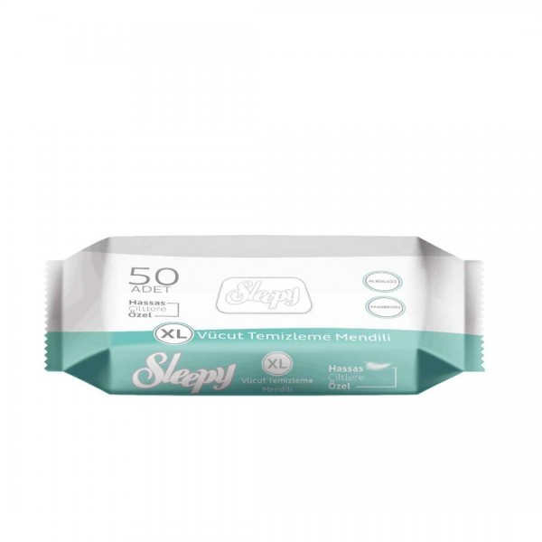 SLEEPY SENSITIVE VÜCUT TEMİZLEME MENDİLİ XL 50Lİ KAPAKLI