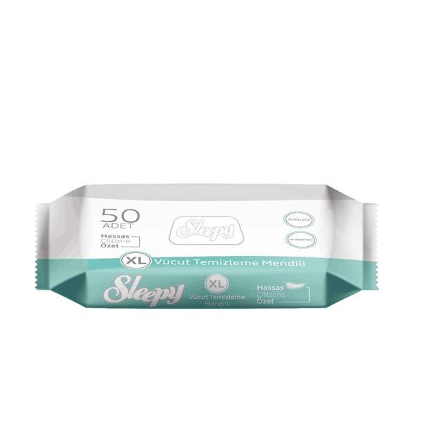 SLEEPY SENSITIVE VÜCUT TEMİZLEME MENDİLİ XL 50Lİ KAPAKLI