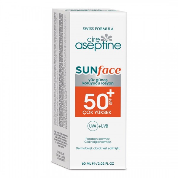 CİRE ASEPTİNE  SUNFACE 50+ SPF ÇOK YÜKSEK FAKTÖR YÜZ GÜNEŞ KORUYUCU LOSYON 60ML