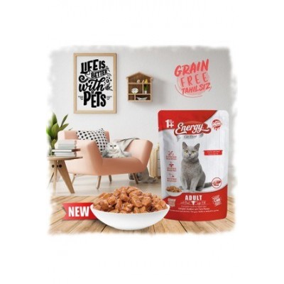 ENERGY POUCH YAŞ MAMA YETİŞKİN KEDİ   SIĞIR ETLİ 85GR  ENERGY POUCH YAŞ MAMA YETİŞKİN KEDİ   SIĞIR ETLİ 85GR