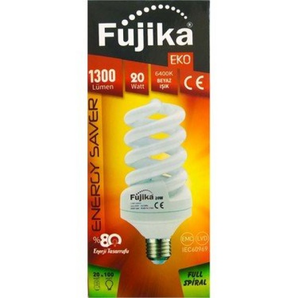 FUJİKA EKO TASARRUFLU SPİRAL AMPUL E 27 DUY 20W:100W