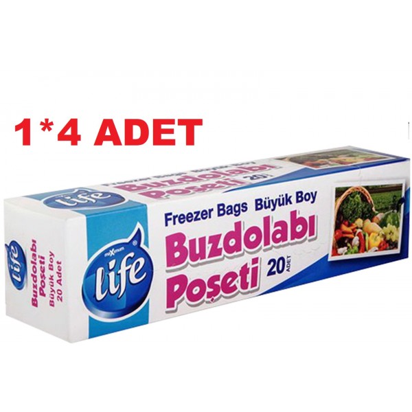 LİFE BUZDOLABI POŞETİ 20 Lİ BÜYÜK BOY 4 ADET