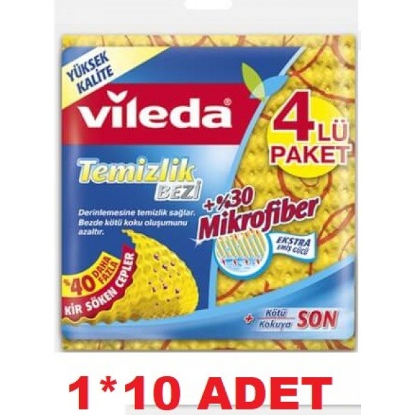 VİLEDA Mikrofiber 4'Lü Temizlik Bezi Tırtıklı 1*10ADET