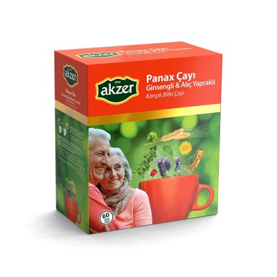 AKZER Fonksiyonel BİTKİ ÇAYI PANAX GİNSENGLİ&ALIÇ YAPRAKLI ÇAY 60 LI 90GR