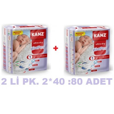 KANZ BEBEK BEZİ EKO NO: 1 40LI İKİ PAKET  YENİDOĞAN 2-5 KG KANZ BEBEK BEZİ EKO NO: 1 40LI İKİ PAKET  YENİDOĞAN 2-5 KG