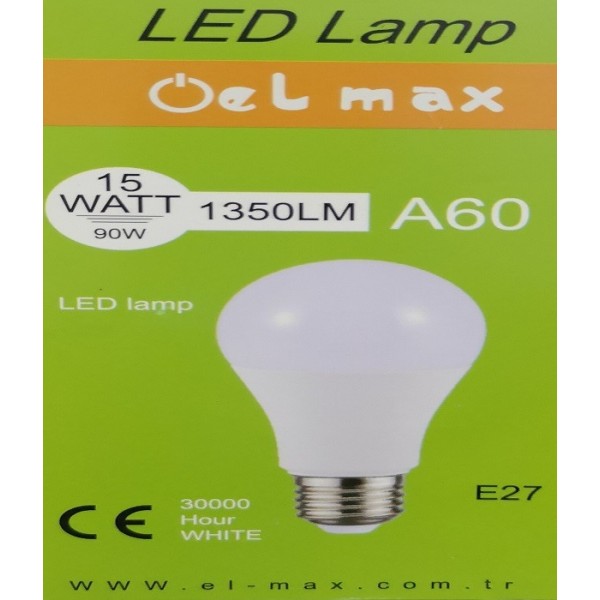 EL-MAX LED AMPUL E 27 DUY 15W : 90W 1350LM BEYAZ IŞIK  