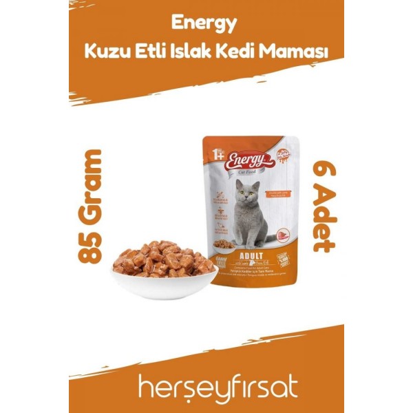 ENERGY YETİŞKİN KEDİ POUCH YAŞ MAMASI   85GR  KUZU ETLİ