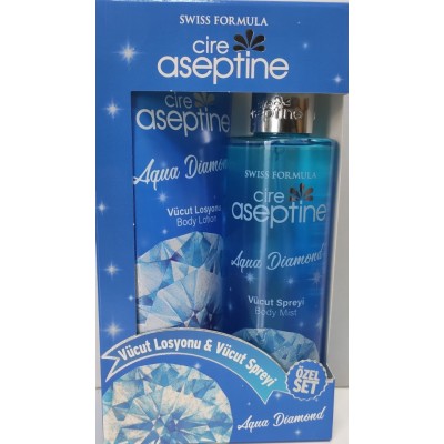 CİRE ASEPTİNE AQUA DİAMOND VÜCUT LOSYONU 200ML+200ML  VÜCUT SPREY ÖZEL SET