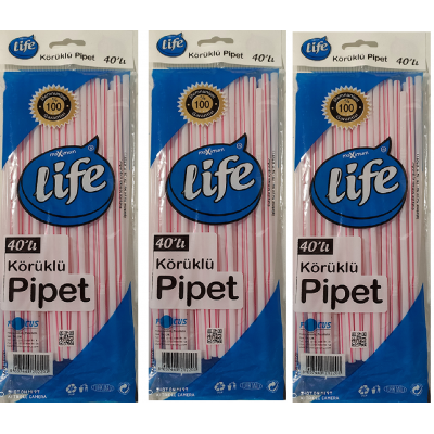 LİFE KÖRÜKLÜ PİPET 40 LI PAKET İÇİ   3PK*40AD.:120  ADET LİFE KÖRÜKLÜ PİPET 40 LI PAKET İÇİ   3PK*40AD.:120  ADET