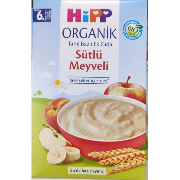 HİPP ORGANİK TAHIL BAZLI EK GIDA SÜTLÜ MEYVELİ 250 GR