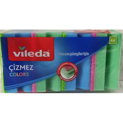 Vıleda Çızmez Oluklu Renklı Sunger 4 LÜ Vıleda Çızmez Oluklu Renklı Sunger 4 LÜ
