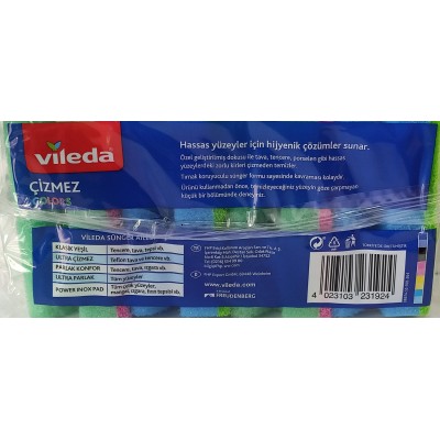 Vıleda Çızmez Oluklu Renklı Sunger 4 LÜ Vıleda Çızmez Oluklu Renklı Sunger 4 LÜ