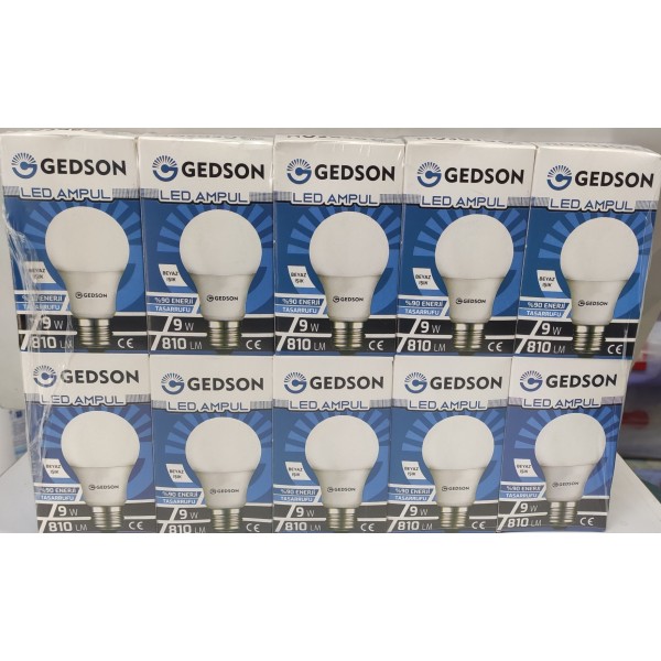 GEDSON LED AMPUL E 27 DUY 9W 810LM BEYAZ IŞIK 1*10 ADET