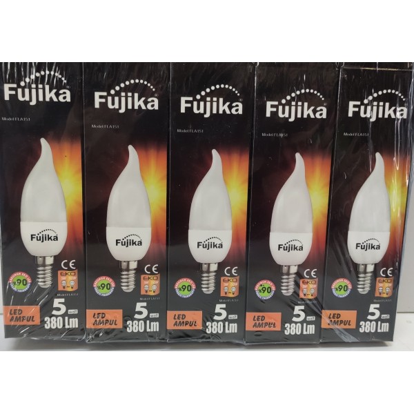 FUJİKA LED BUJİ AMPUL E 14 İNCE DUY 5W  380LM 6400K 1*5 ADET