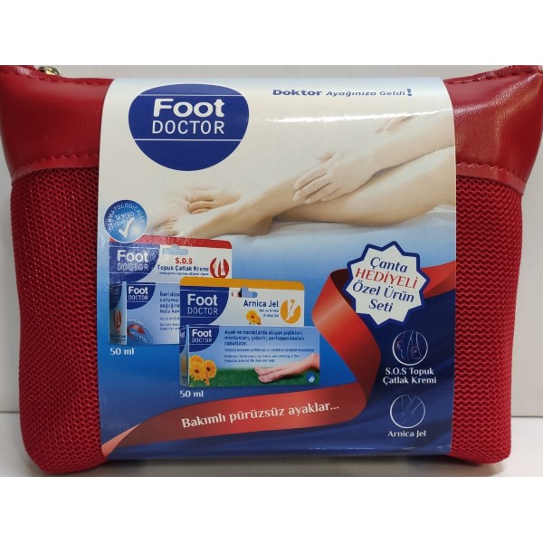 FOOT DOCTOR S.O.S TOPUK ÇATLAK KREMİ 50ML+ARNİCA JEL 50ML ŞIK ÇANTA HEDİYELİ ÖZEL ÜRÜN SETİ