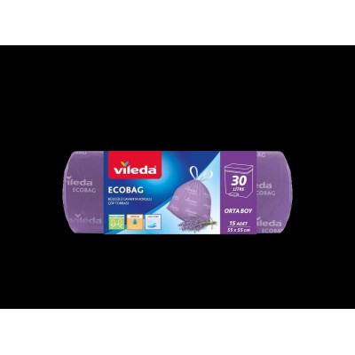 VİLEDA BÜZGÜLÜ ÇÖP TORBASI  ORTA 15 Lİ  55*55 CM  LAVANTA KOKULU