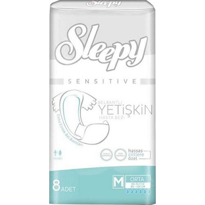 SLEEPY SENSITIVE HASTA BEZİ  85-125CM  ( M ) ORTA BOY 8 Lİ SLEEPY SENSITIVE HASTA BEZİ  85-125CM  ( M ) ORTA BOY 8 Lİ