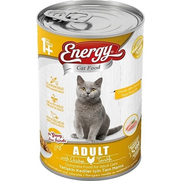 ENERGY YETİŞKİN KEDİ KONSERVE MAMASI 400GR TAVUKLU