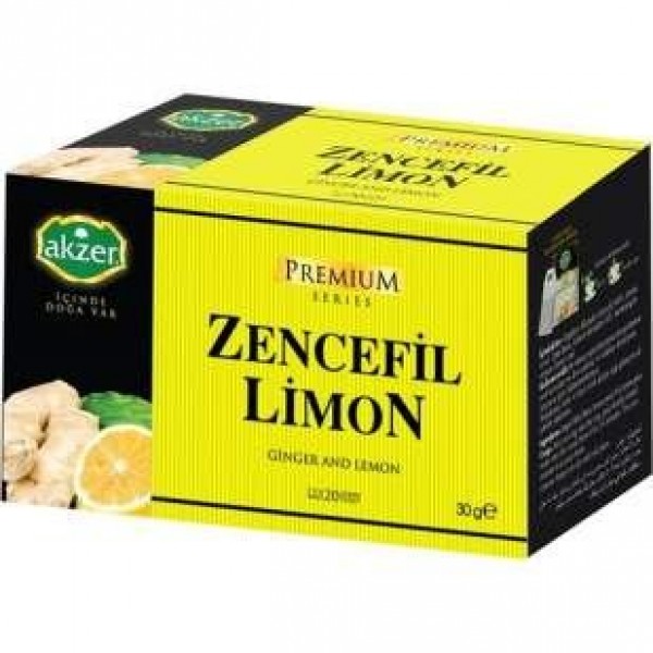 AKZER Premium BİTKİ ÇAYI ZENCEFİL LİMON ÇAY 20 Lİ 30GR