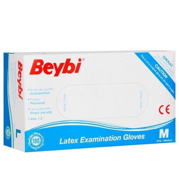 BEYBİ PUDRALI LATEX ELDİVEN 100 LÜ M MEDİUM ORTA BOY