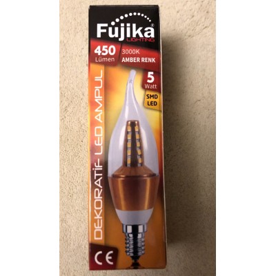 FUJİKA DEKORATİF SMD LED AMPUL E 14 DUY  5 W  AMBER SARISI--BEYAZ IŞIK