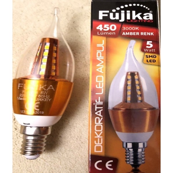 FUJİKA DEKORATİF SMD LED AMPUL E 14 DUY  5 W  AMBER SARISI--BEYAZ IŞIK