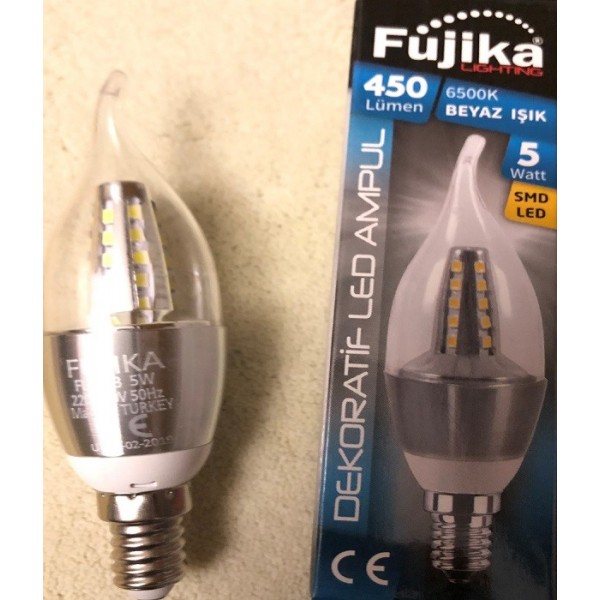 FUJİKA DEKORATİF SMD LED AMPUL E 14 DUY  5 W  AMBER SARISI--BEYAZ IŞIK