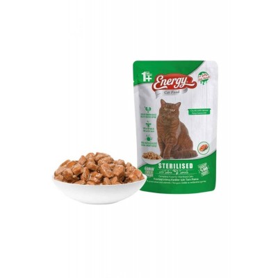 ENERGY POUCH YAŞ MAMASI (STERİLLİSED) KISIR YETİŞKİN KEDİ  85GR  SOMONLU ENERGY POUCH YAŞ MAMASI (STERİLLİSED) KISIR YETİŞKİN KEDİ  85GR  SOMONLU