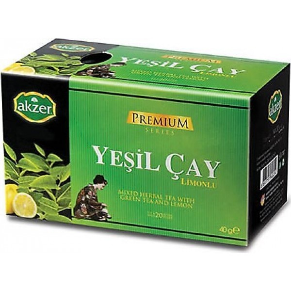 AKZER  Premium BİTKİ ÇAYI YEŞİL LİMONLU ÇAY 20 Lİ 30GR