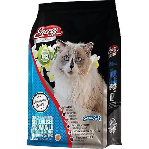 ENERGY YETİŞKİN KISIR KEDİ KURU MAMA 1000GR SOMONLU