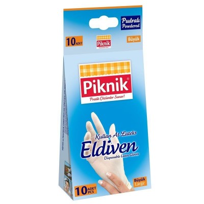 PİKNİK KULLAN AT LATEKS ELDİVEN 10 LU PUDRALI   PİKNİK KULLAN AT LATEKS ELDİVEN 10 LU PUDRALI