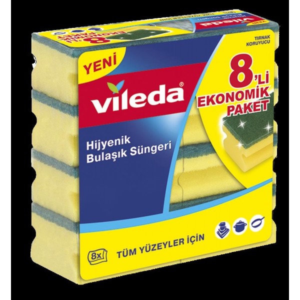 VİLEDA KLASİK YEŞİL SÜNGER OLUKLU 8 Lİ   