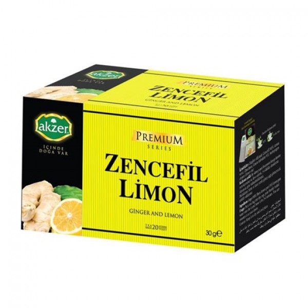 AKZER Premium BİTKİ ÇAYI ZENCEFİL LİMON ÇAY 20 Lİ 30GR