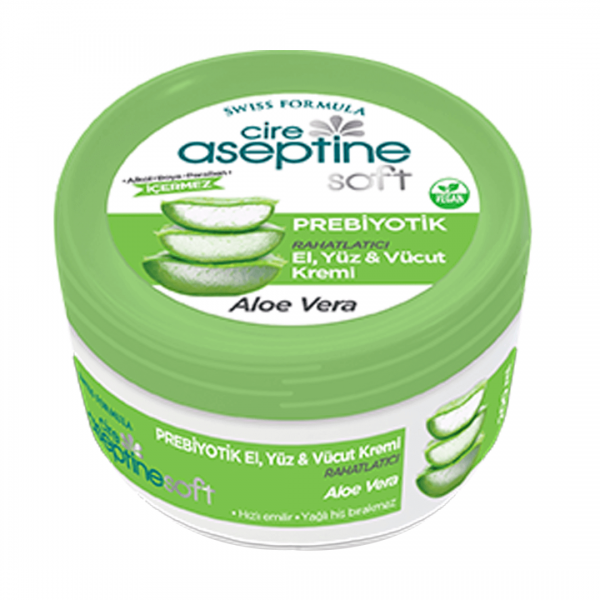 CİRE ASEPTİNE SOFT PREBİYOTİK RAHATLATICI EL YÜZ VE VÜCÜT KREMİ VEGAN 200ML ALEO VERA