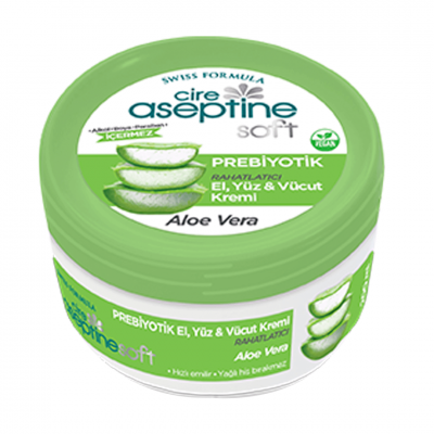 CİRE ASEPTİNE SOFT PREBİYOTİK RAHATLATICI EL YÜZ VE VÜCÜT KREMİ VEGAN 300ML ALEO VERA CİRE ASEPTİNE SOFT PREBİYOTİK RAHATLATICI EL YÜZ VE VÜCÜT KREMİ VEGAN 300ML ALEO VERA
