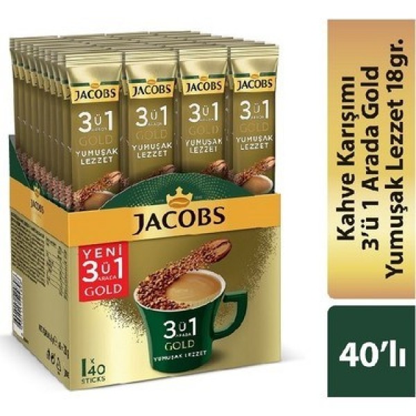 Jacobs gold 3ın 1 arada 18g*40:720gr Yumuşak lezzet