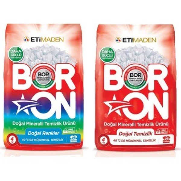 Boron Doğal Renkler 4 kg + Doğal Temizlik 4 kg Toz Deterjan