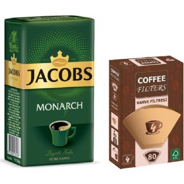 Jacobs Monarch Filtre Kahve 250gr +Coffee Fılters Kahve Filtresi no:4 1*4 80li